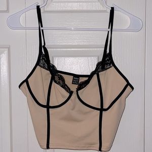 SHEIN SXY Lace Trim Contrast Binding Bustier Cami Top Size M NWOT